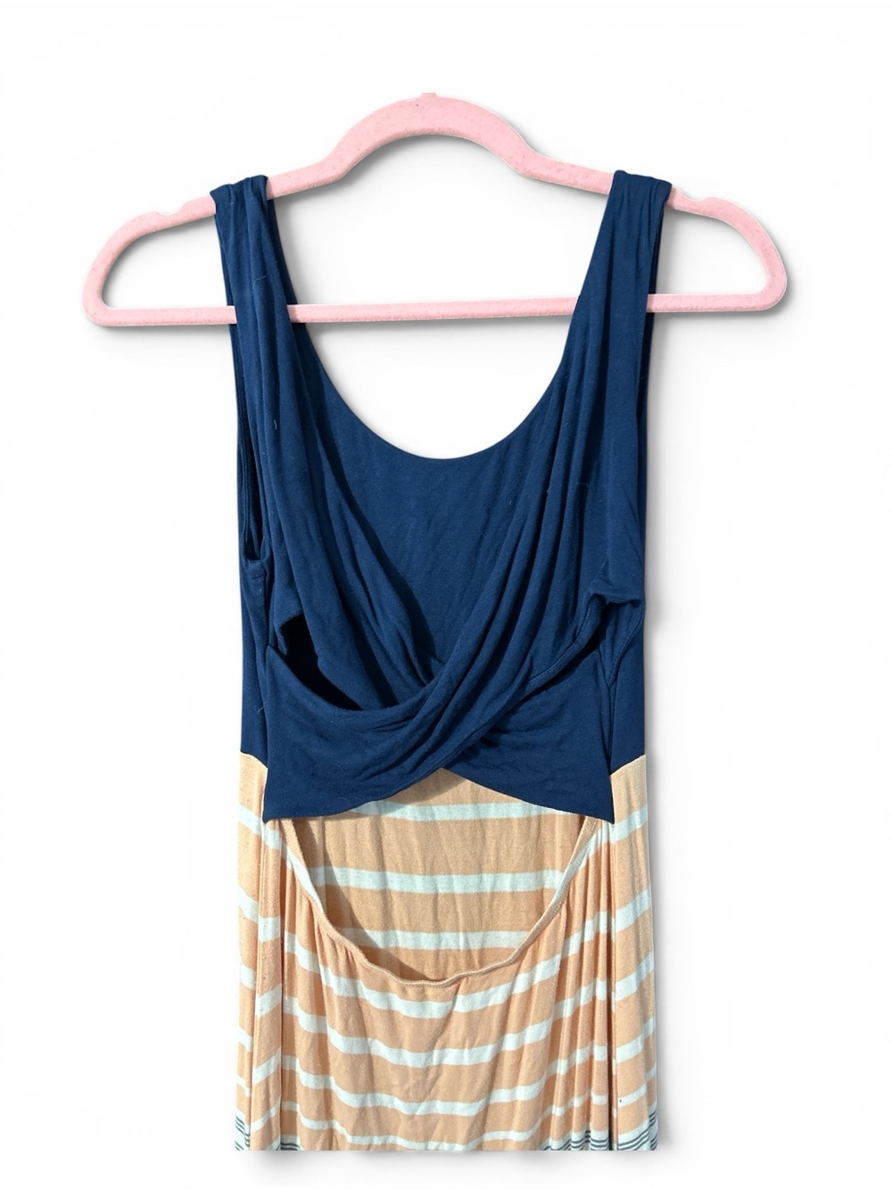 Market & Spruce Navy and Peach Striped Maxi Dress - Picture 3 of 5